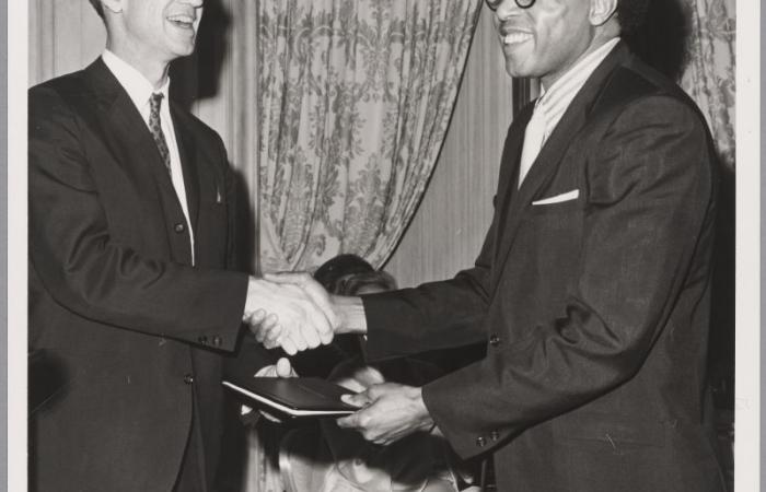 Howard J. Foster receives E. Harris Harbison Award, 1970