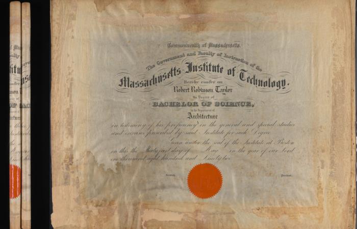 Robert Robinson Taylor's diploma, 1892/2022