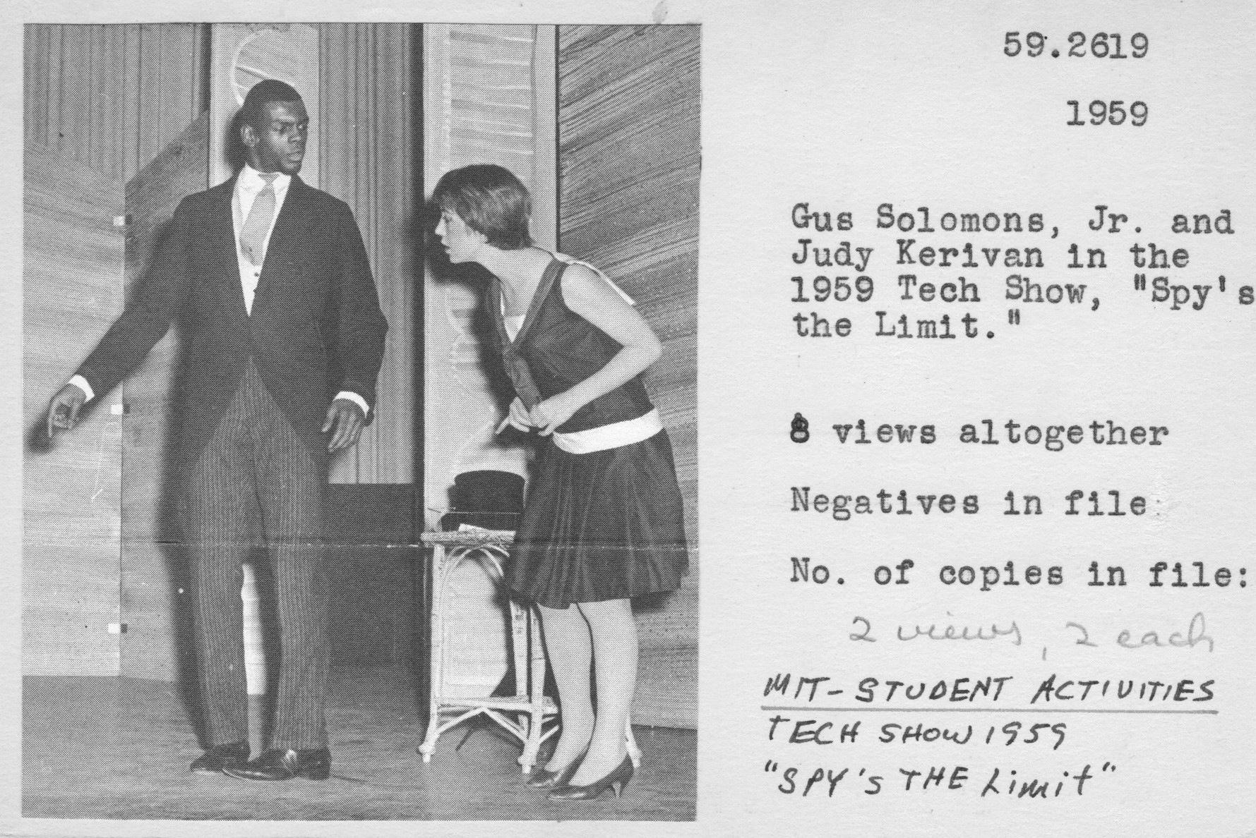 Catalog card: Gus Solomons, Jr. and Judy Kerivan, 1959